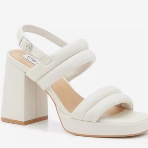Steve Madden Cream Padded Double-Strap Block Heel Sandal